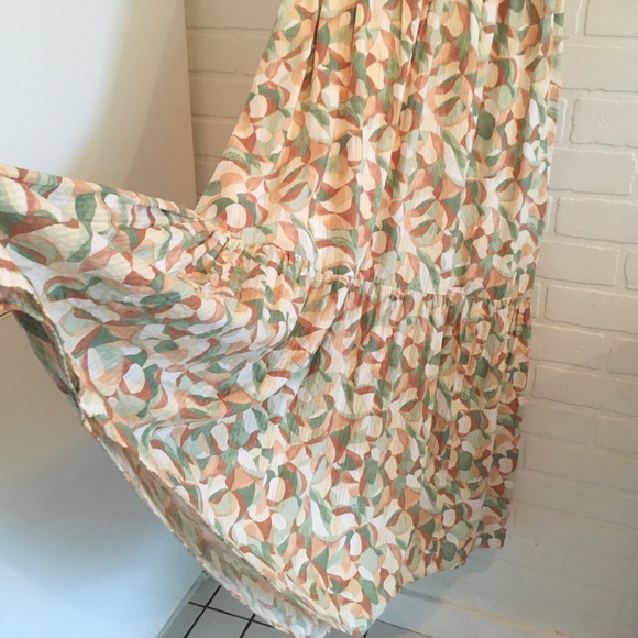 Abercrombie & Fitch Maxi dress Cotton Lined Tiered Pleated Knotted Strap Sz S - Picture 6 of 14